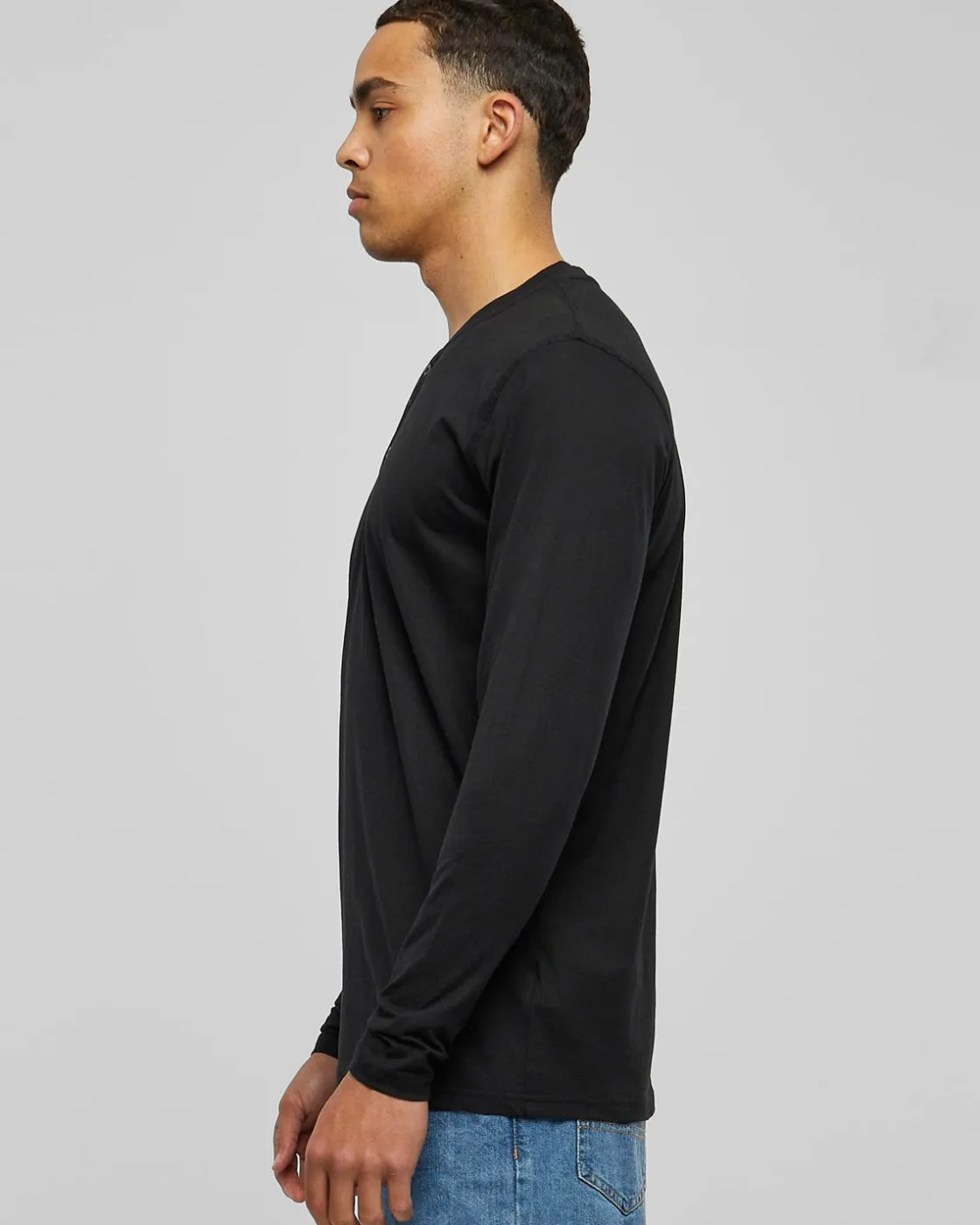 Online Basic Henley L/S pitkähihainen - Musta Pitkähihaiset