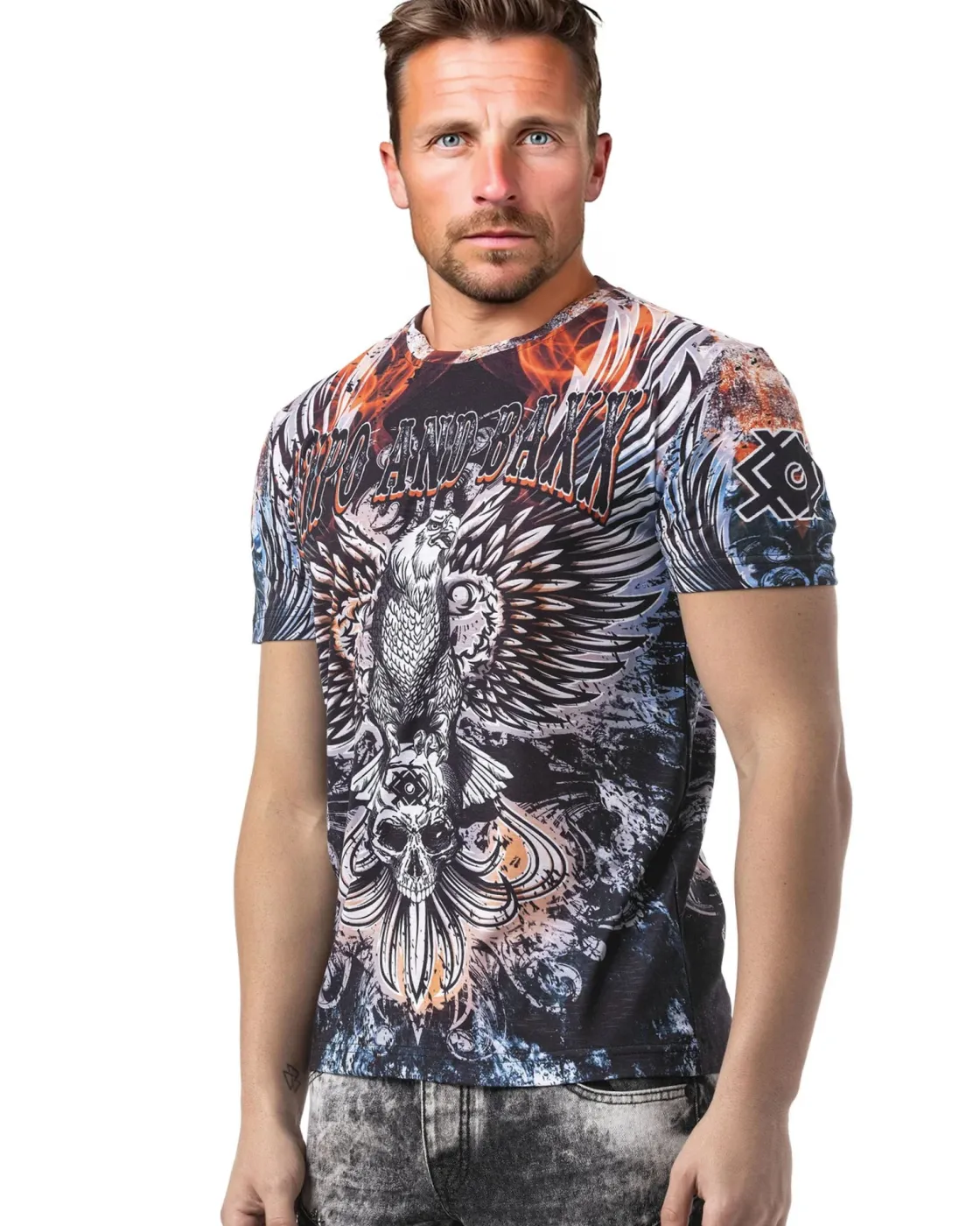 Sale CT818 Eagle Skull t-paita - Sininen T-Paidat