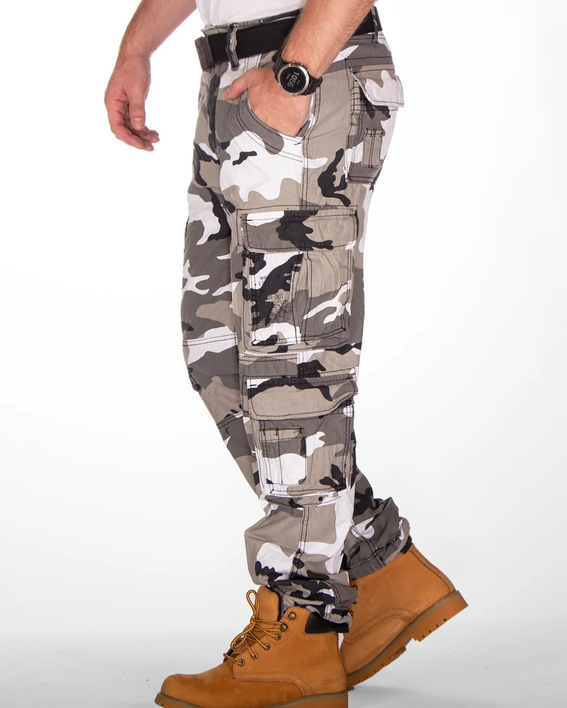 Sale Pure slim reisitaskuhousut - Valkoinen camo Housut