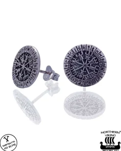 Hot Riimu Vegvisir nappikorvakorut - Hopea Korut
