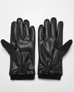 Hot Synthetic leather hanskat - Musta Käsineet