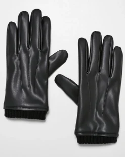 Hot Synthetic leather hanskat - Musta Käsineet