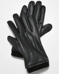 Hot Synthetic leather hanskat - Musta Käsineet