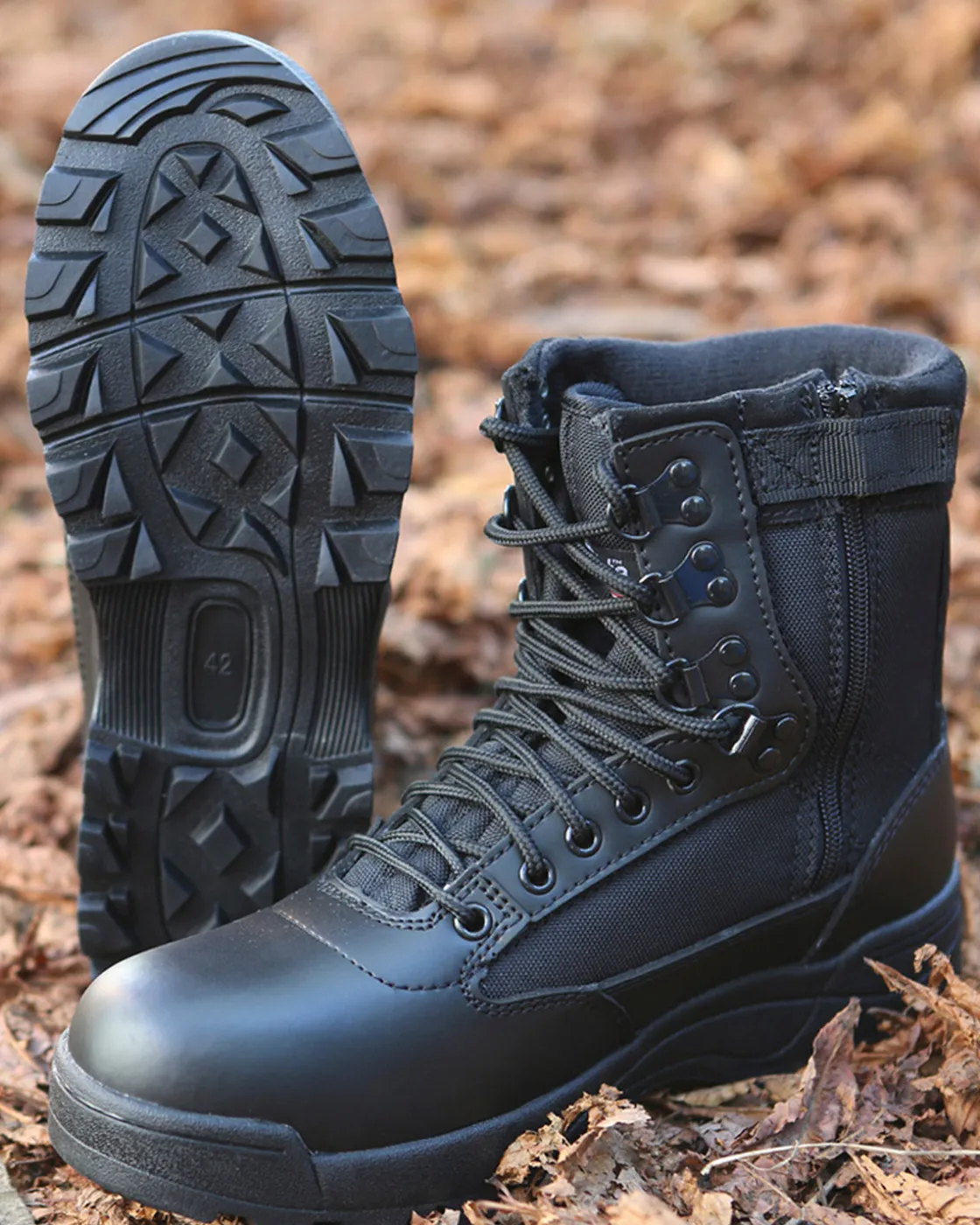 New Tactical 9 eylet zipper maiharit - Musta Bootsit & Maiharit