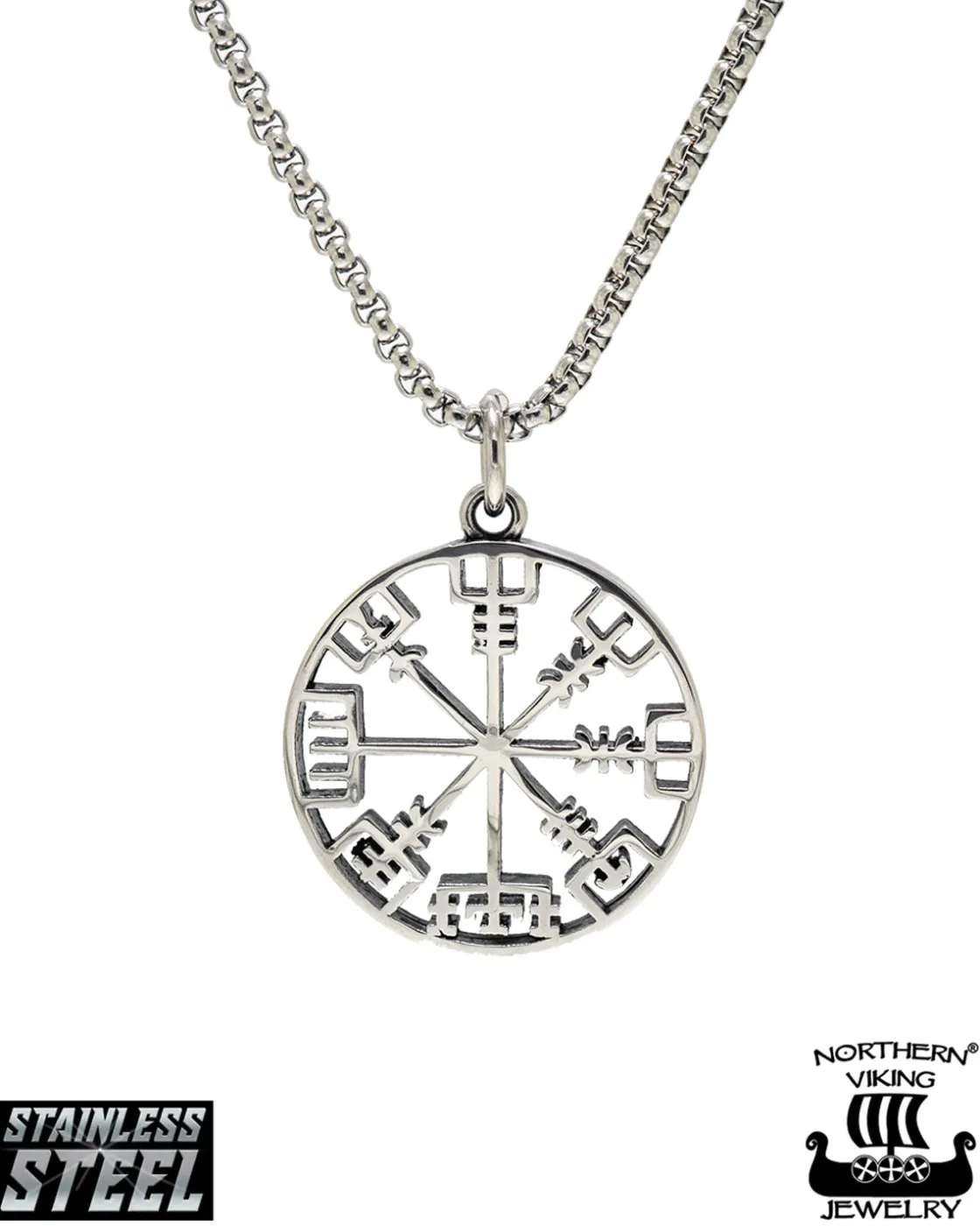 Outlet Viikinkikompassi Vegvisir kaulakoru - Teräs Korut